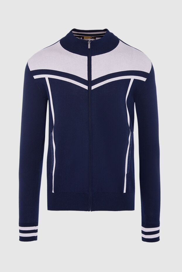 Cardigan with zip and sporty contrast pattern blue - photo 1