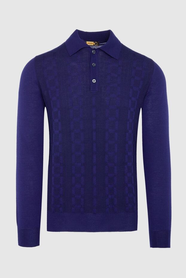 Zilli men's long sleeve polo shirt in checkered jacquard silk and cotton 164799 - photo 1