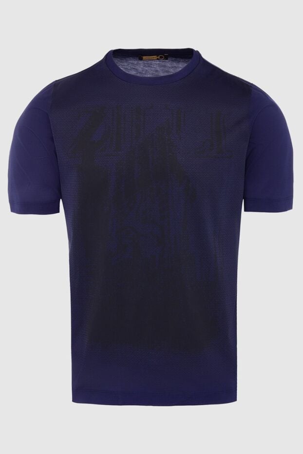 Zilli men's t-shirt in deep sapphire blue with a print (markdown) 196325 - photo 1