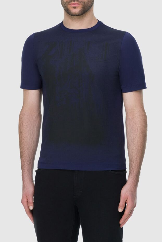 Zilli men's t-shirt in deep sapphire blue with a print (markdown) 196325 - photo 3