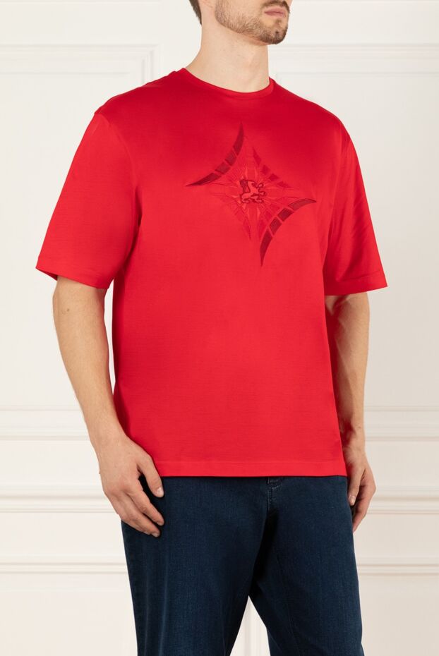 Zilli чоловіча червона футболка з об'ємною вишивкою у формі ромба. 165000 - фото 3