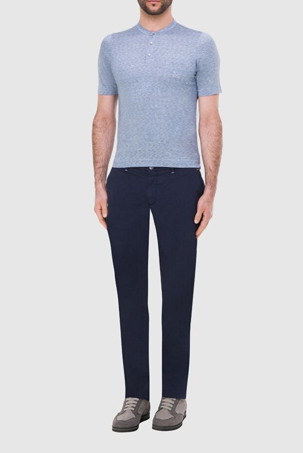 Zilli light blue melange t-shirt with buttons on the chest 165007 - photo 2
