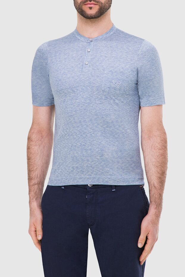 Zilli light blue melange t-shirt with buttons on the chest 165007 - photo 3