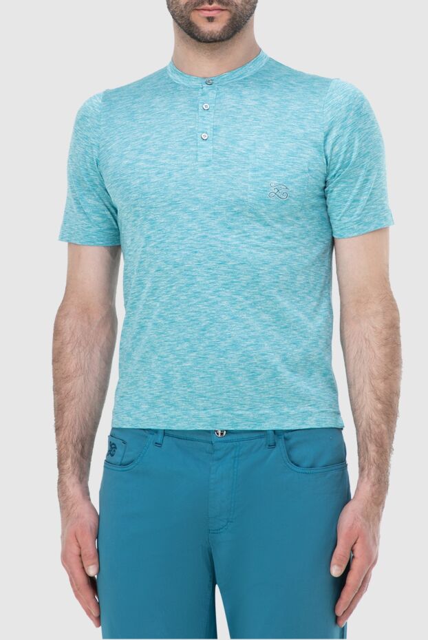 Zilli collarless silk polo shirt in green melange with soft fit 165010 - photo 3