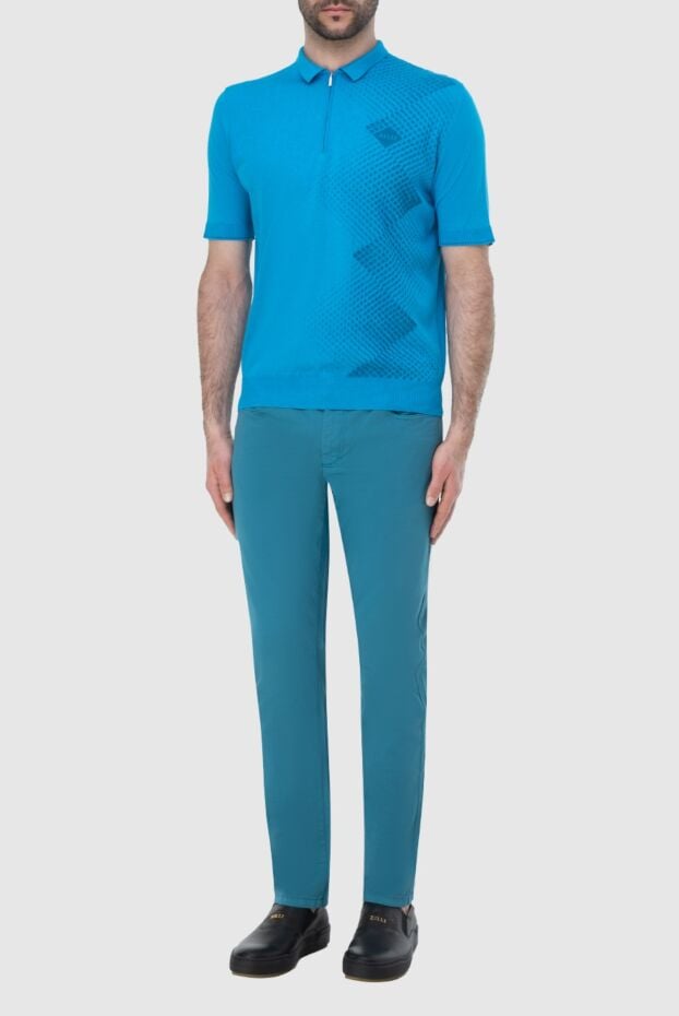 Zilli men's bright blue polo in a pattern with a gradient scattering effect 165018 - photo 2