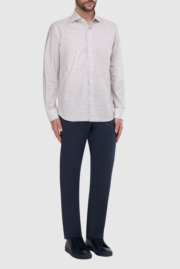 Alessandro Gherardi men's white checkered cotton shirt 165022 - photo 2