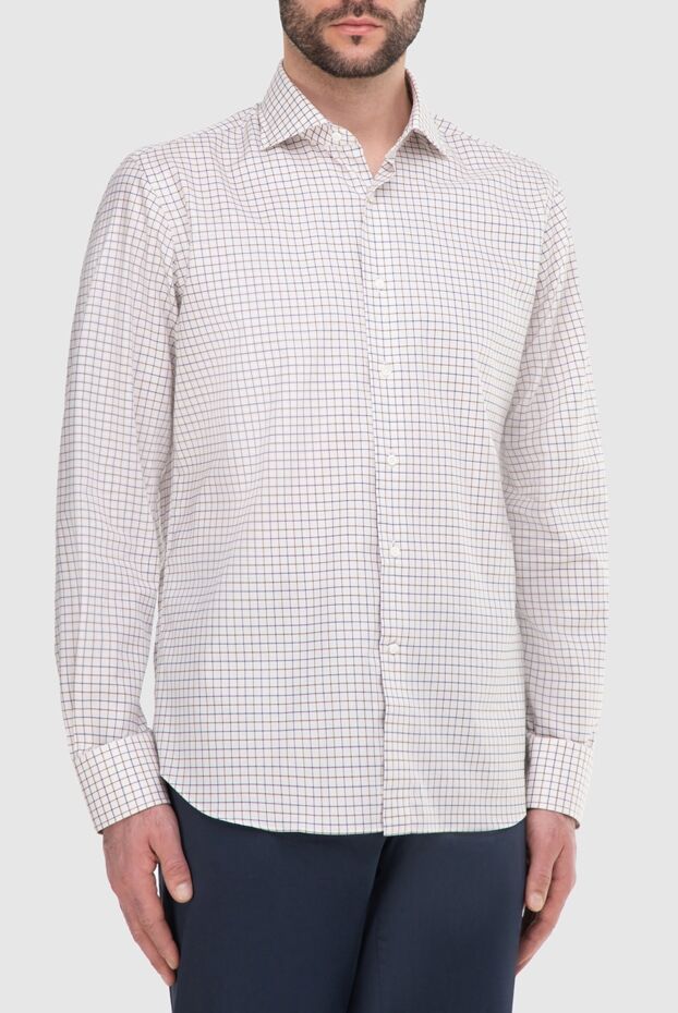 Alessandro Gherardi men's white checkered cotton shirt 165022 - photo 3