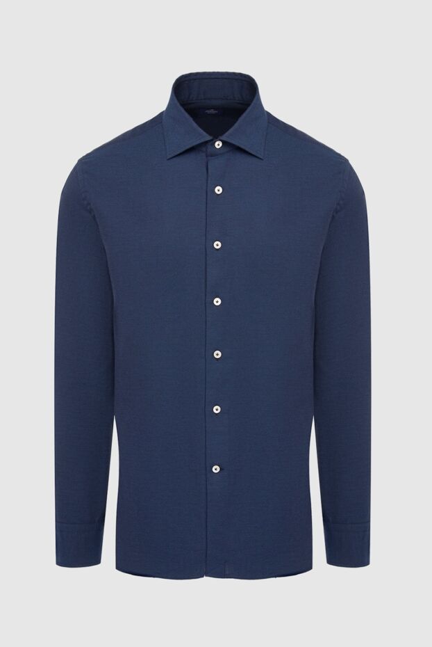 Alessandro Gherardi мужские сорочка из хлопка и кашемира синяя мужская купить с ценами и фото 165025 - фото 1