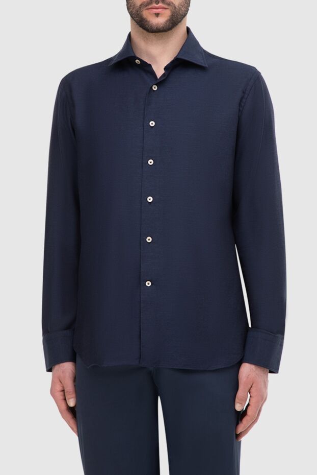 Alessandro Gherardi men's blue cotton cashmere shirt 165025 - photo 3