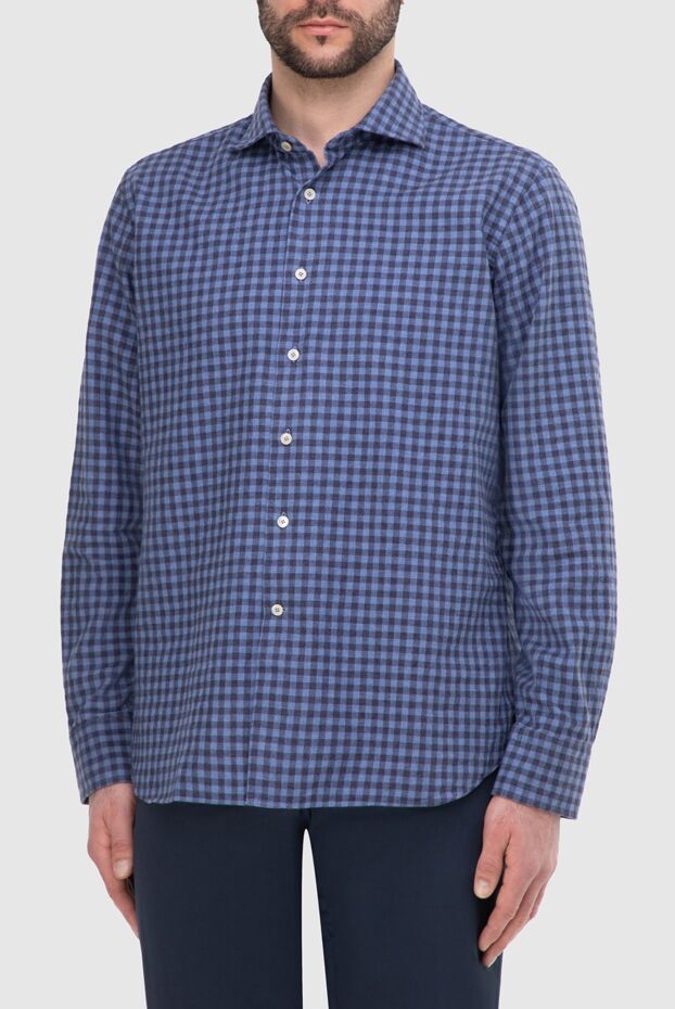 Alessandro Gherardi men's cotton shirt in blue check with long sleeves 165026 - photo 3
