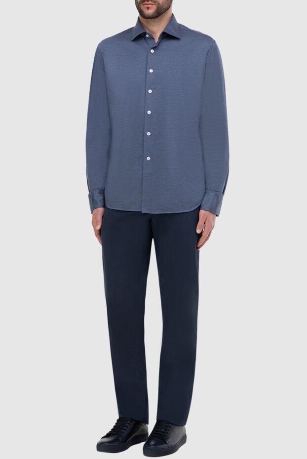 Alessandro Gherardi мужские сорочка из хлопка синяя мужская купить с ценами и фото 165027 - фото 2