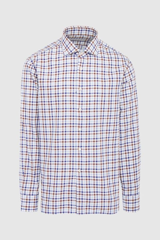 Alessandro Gherardi men's checkered shirt white with blue and brown 165028 - photo 1