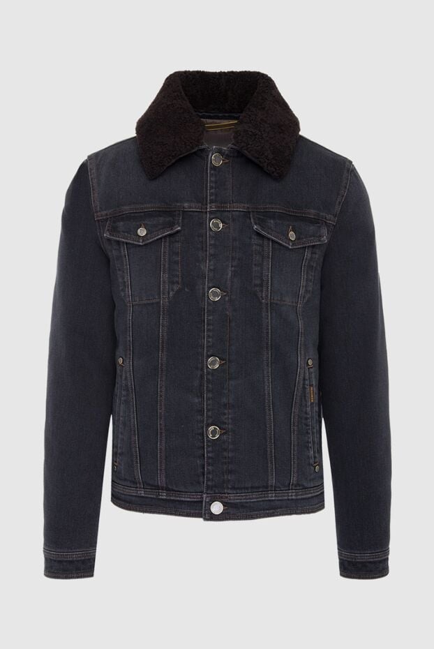 Moorer black denim jacket with fur trim and metal buttons 165071 - photo 1