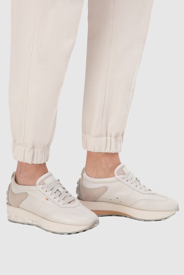 Santoni женские кроссовки из кожи белые женские купить с ценами и фото 165076 - фото 2
