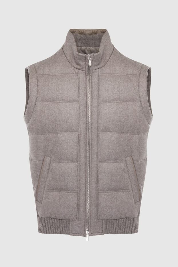 Enrico Mandelli men's quilted vest with zipper made of wool and cashmere beige 165080 - photo 1