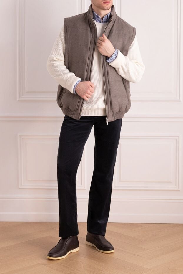 Enrico Mandelli men's quilted vest with zipper made of wool and cashmere beige 165080 - photo 2