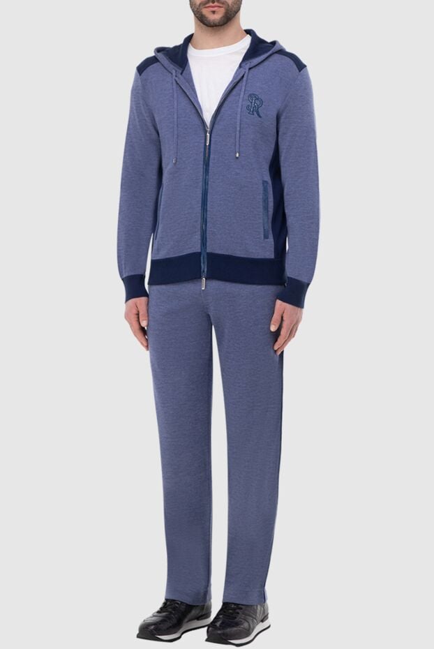 Stefano Ricci men's sports suit made of cashmere and crocodile leather blue 165117 - photo 2
