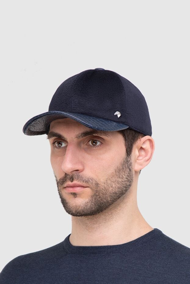 Stefano Ricci brown cashmere and crocodile leather cap for men 165133 - photo 2