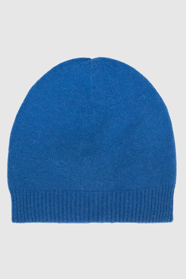 Stefano Ricci blue cashmere hat with a logo made of genuine crocodile leather 165138 - photo 3