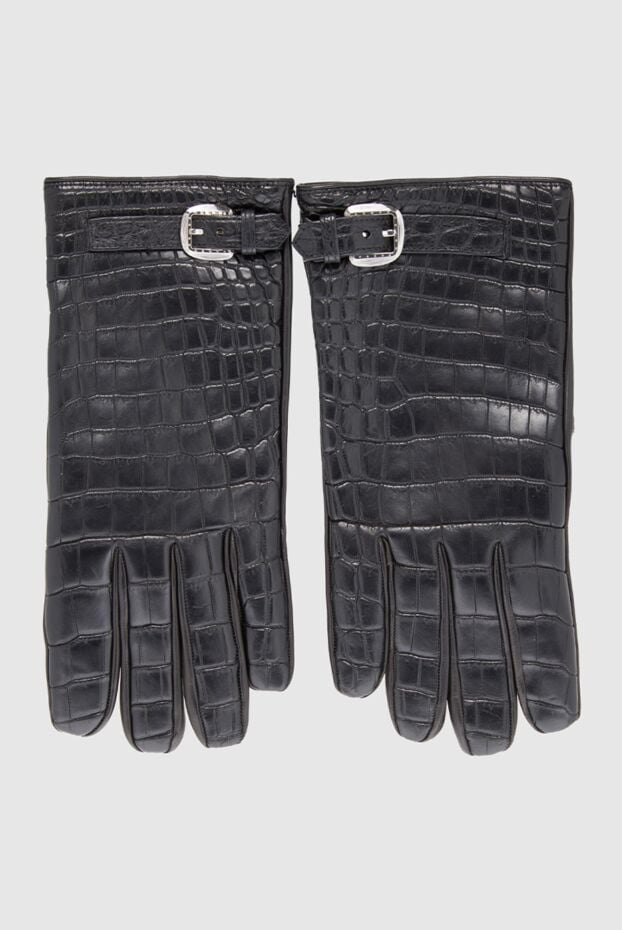 Stefano Ricci men's black crocodile leather gloves with buckle 165141 - photo 1