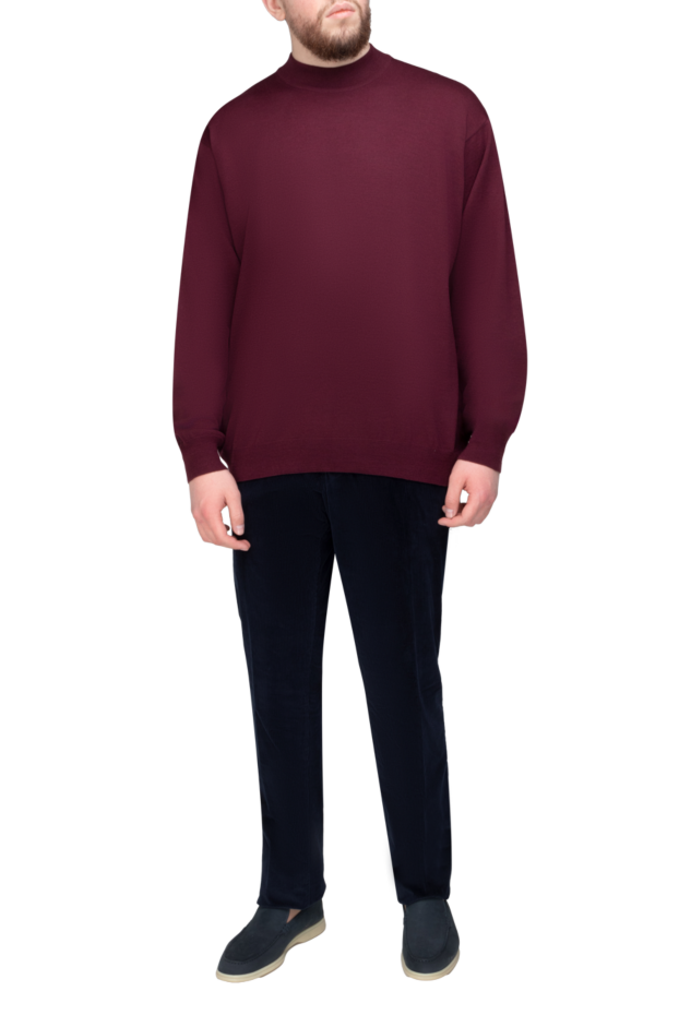 Dalmine men's high-collared stand-up woolen sweater in burgundy 165238 - photo 2