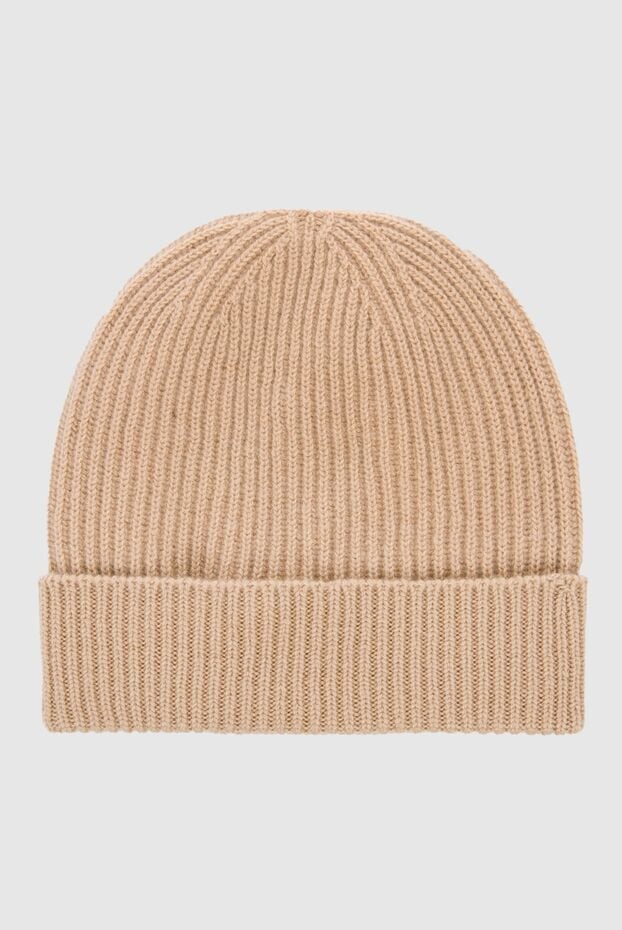 Malo light brown ribbed knitted cashmere beanie for men 165275 - photo 3