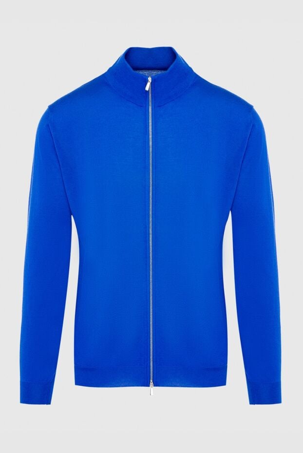 Malo men's bright blue cashmere and silk zip-up cardigan (markdown) 195531 - photo 1