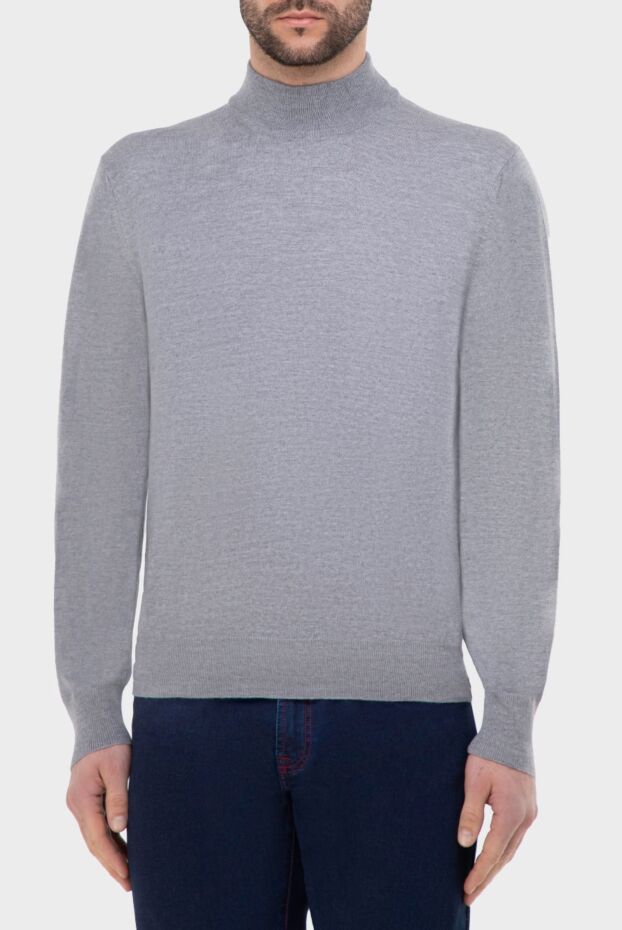 Gran Sasso mens basic grey wool jumper with a high stand-up collar 165372 - photo 3