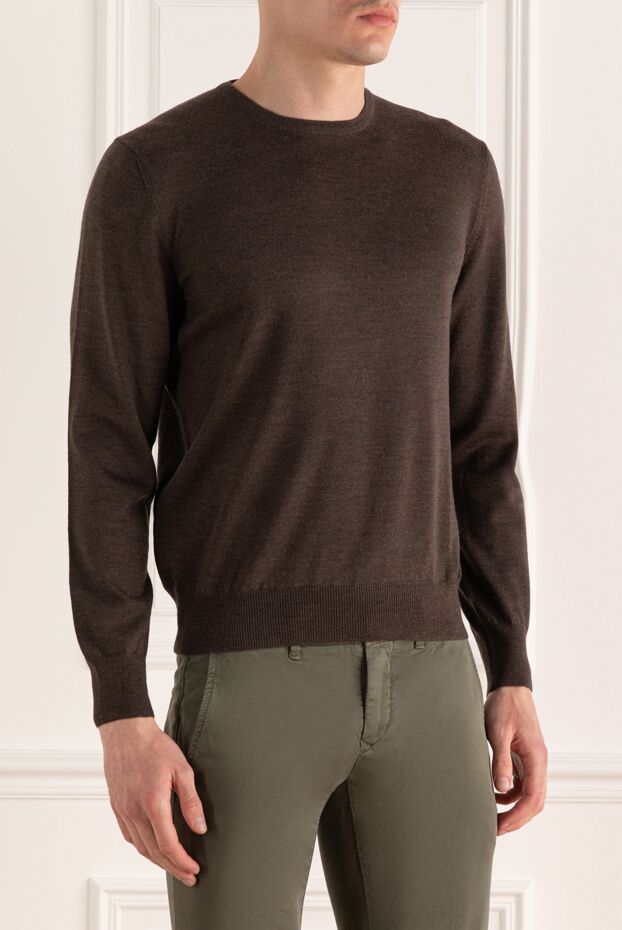 Gran Sasso brown basic wool jumper with crew neck for men 165387 - photo 3