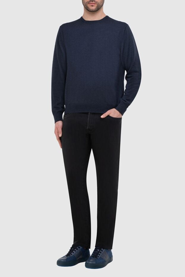 Gran Sasso dark blue basic wool jumper with crew neck for men 165388 - photo 2