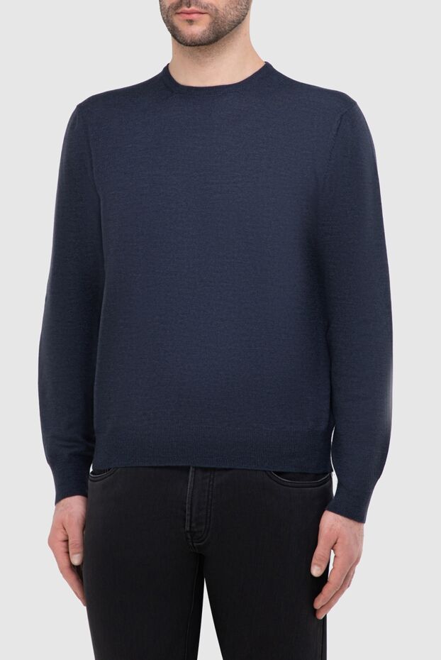 Gran Sasso dark blue basic wool jumper with crew neck for men 165388 - photo 3