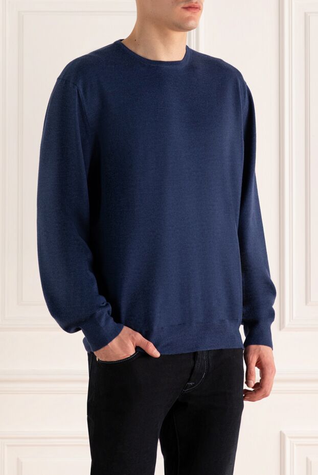 Gran Sasso blue wool jumper with ribbed cuffs for men 165389 - photo 3