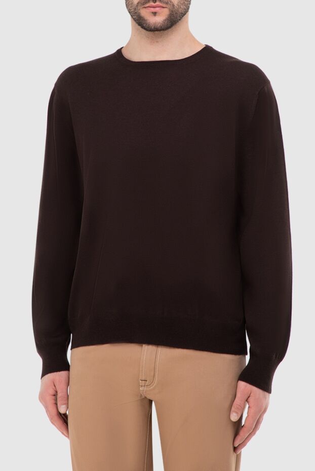 Gran Sasso dark brown basic wool jumper with crew neck for men 165391 - photo 3