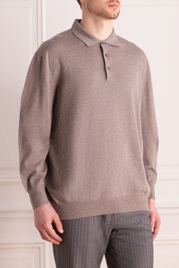 Gran Sasso long sleeve polo shirt made of natural wool in light colors 165403 - photo 3