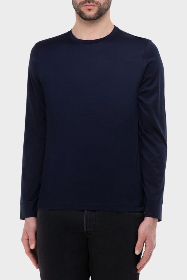 Gran Sasso dark blue long sleeve top made of natural cotton with a laconic design 165451 - photo 3