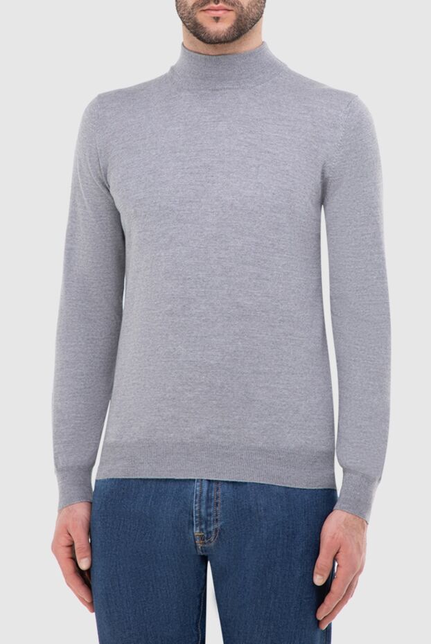 Gran Sasso mens slim-fit grey wool jumper with a high stand-up collar 165463 - photo 3
