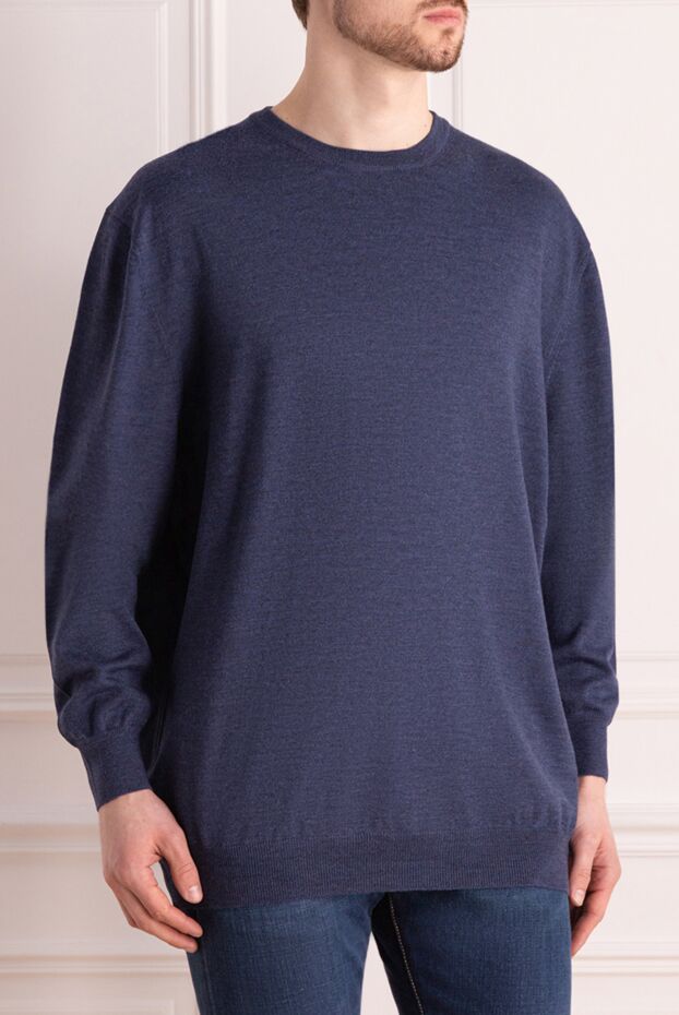 Gran Sasso slate blue wool jumper with crew neck for men 165476 - photo 3