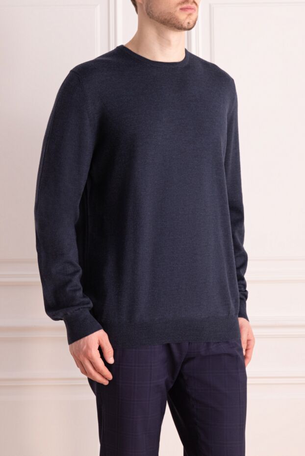 Gran Sasso dark blue wool jumper with round neckline for men 165492 - photo 3