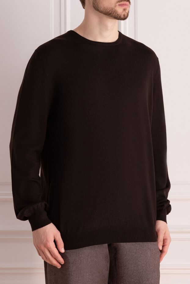 Gran Sasso brown wool jumper with round neckline for men 165493 - photo 3