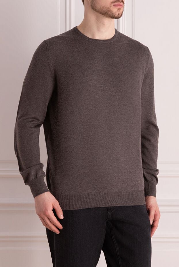 Gran Sasso brown basic wool jumper with round neckline for men 165494 - photo 3
