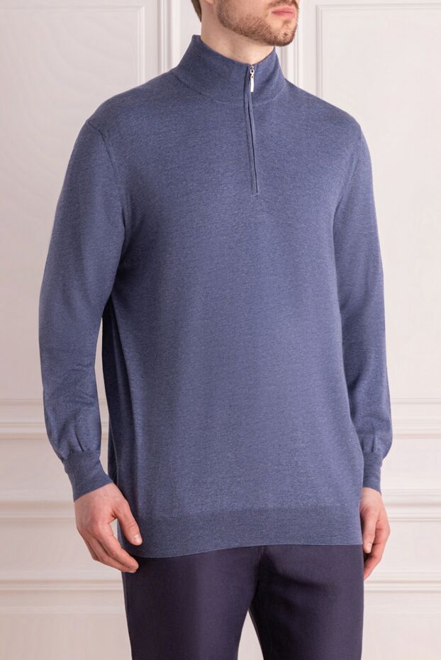 Gran Sasso light blue melange wool troyer for men 165500 - photo 3