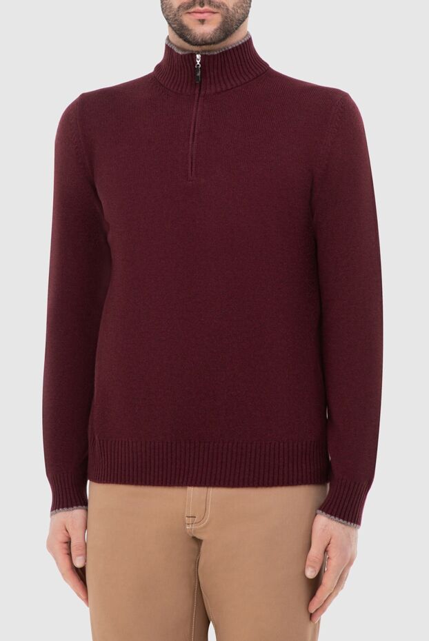Gran Sasso burgundy wool troyer with contrast piping for men 165564 - photo 3