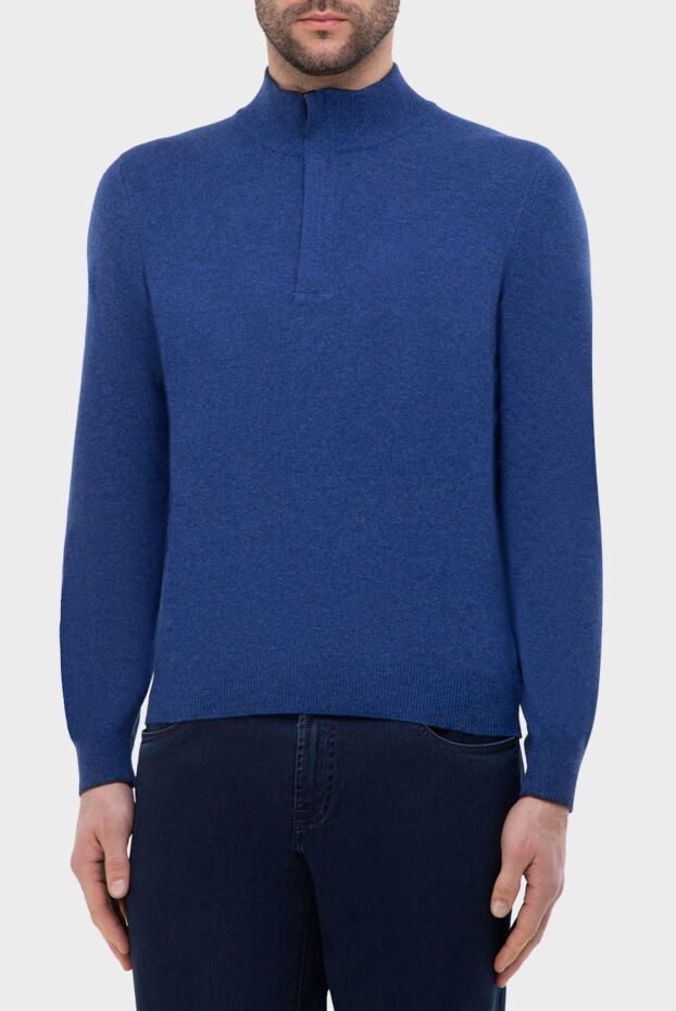 Gran Sasso blue wool and cashmere trouser with zip and elbow patches 165617 - photo 3