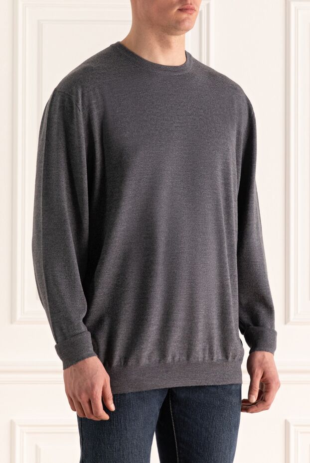 Gran Sasso basic grey wool jumper with crew neck for men 165644 - photo 3