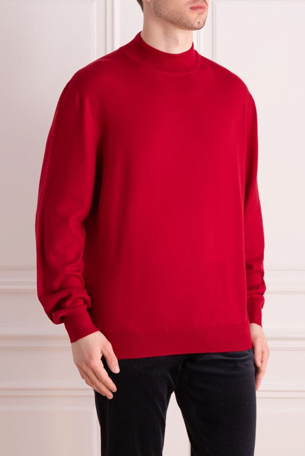 Gran Sasso mens rich red wool jumper with a high stand-up collar 165649 - photo 3