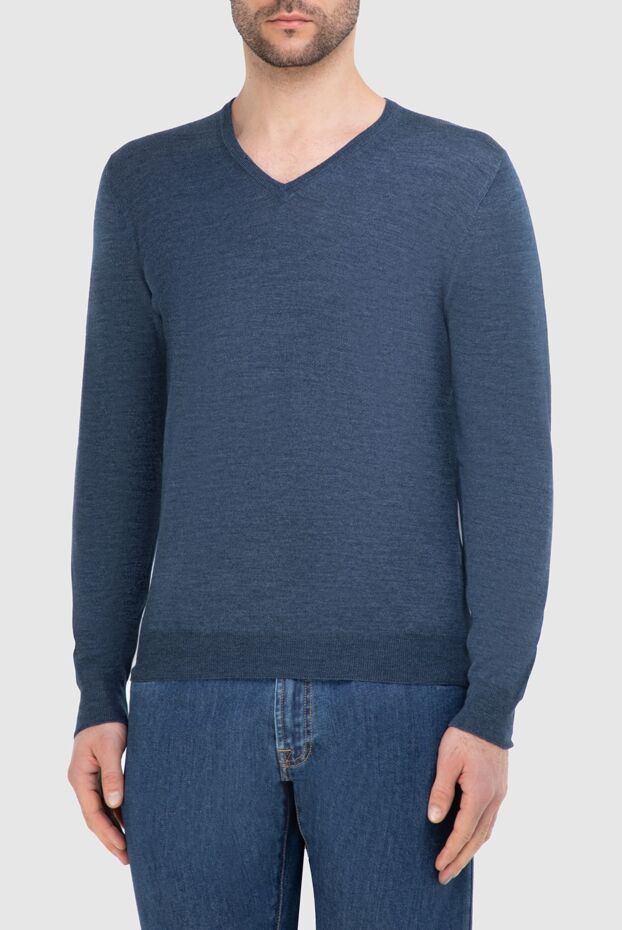 Gran Sasso blue jumper with v-neck for men 165663 - photo 3