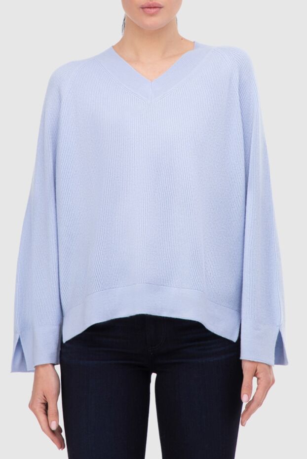 Gran Sasso blue womens cashmere jumper decorated with sleeve slits 165685 - photo 3