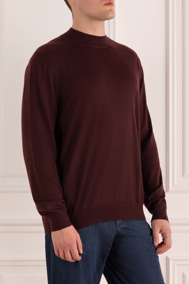 Gran Sasso thin cashmere burgundy jumper for men with a soft fit 165724 - photo 3