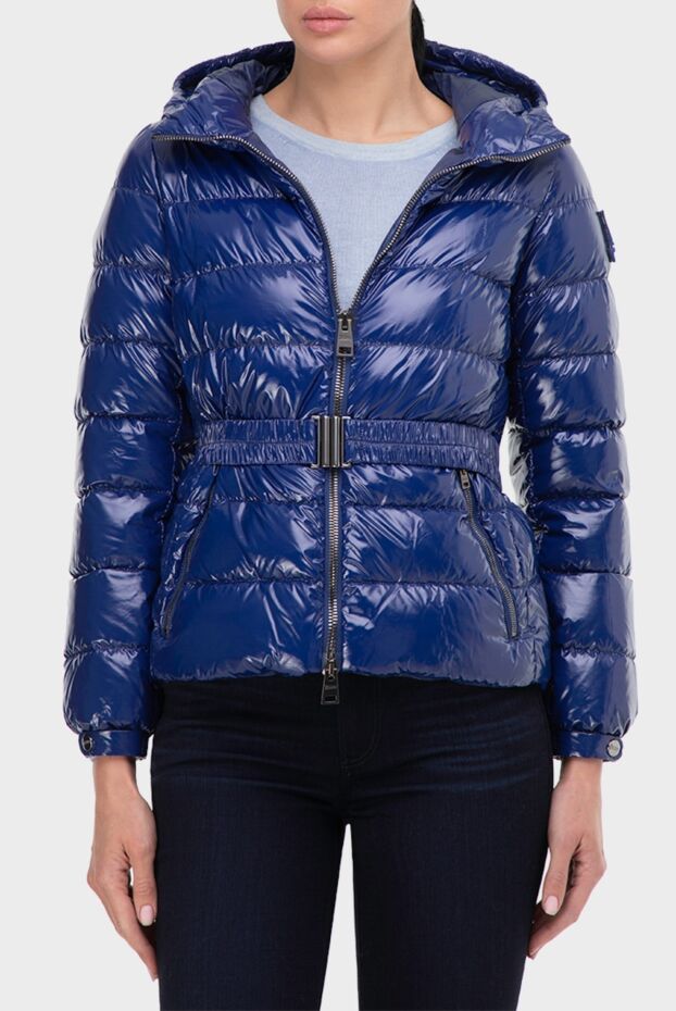 Herno blue glossy down jacket with belt and hood for women 165776 - photo 3