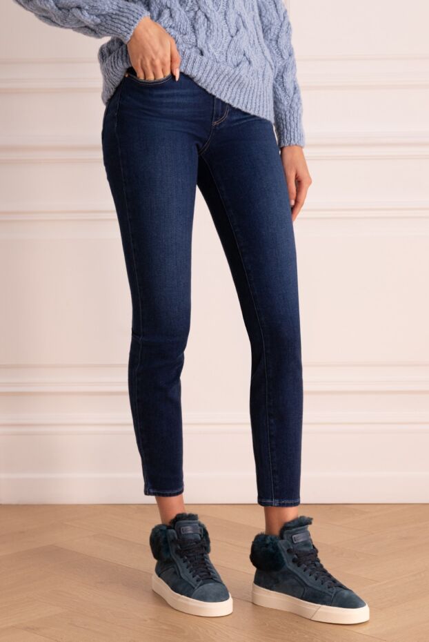 Paige dark blue women's stretch cropped jeans 165940 - photo 3